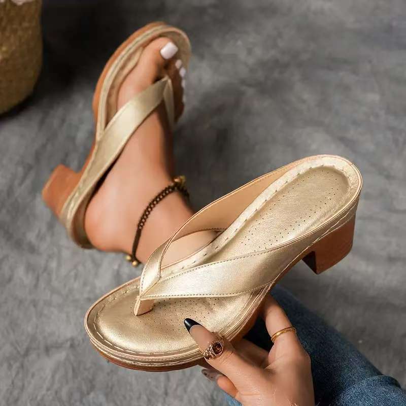 Sandales compensées à talons clips